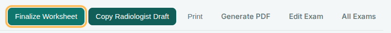 Report screen action bar with the Finalize Worksheet button